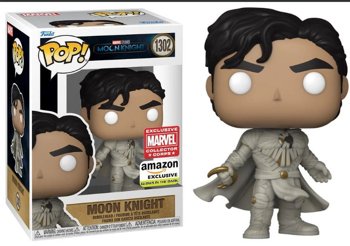 Funko Pop! Moon Knight #1302, Marvel Collector Corps, Glow In the Dark Exclusive